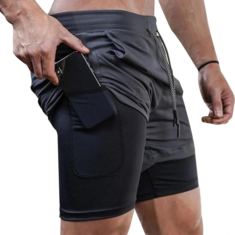 Pantaloni scurți de alergare 2 în 1